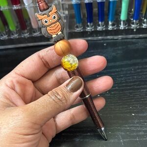 Owl Themed Brown and Gold Pen